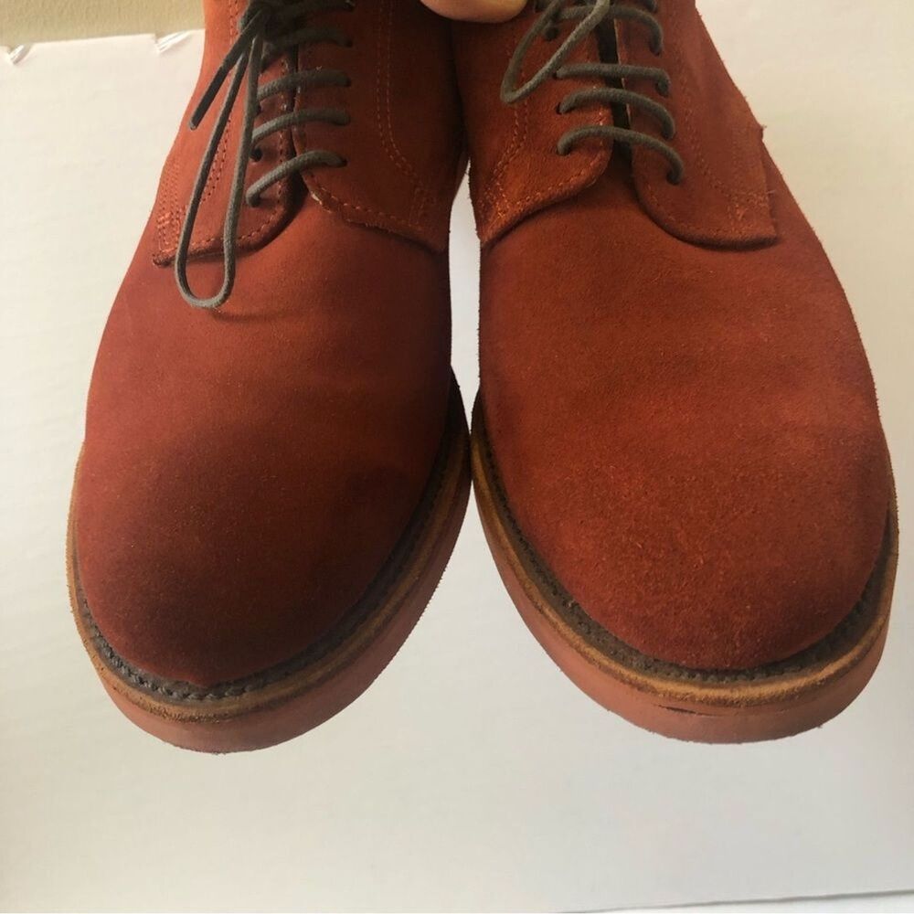 VTG WALK-OVER Men 10 Lace Up Red Suede Oxford Retro Derby Shoes USA Academia 50s - Picture 13 of 16